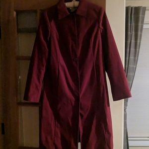 Red trench/rain style coat